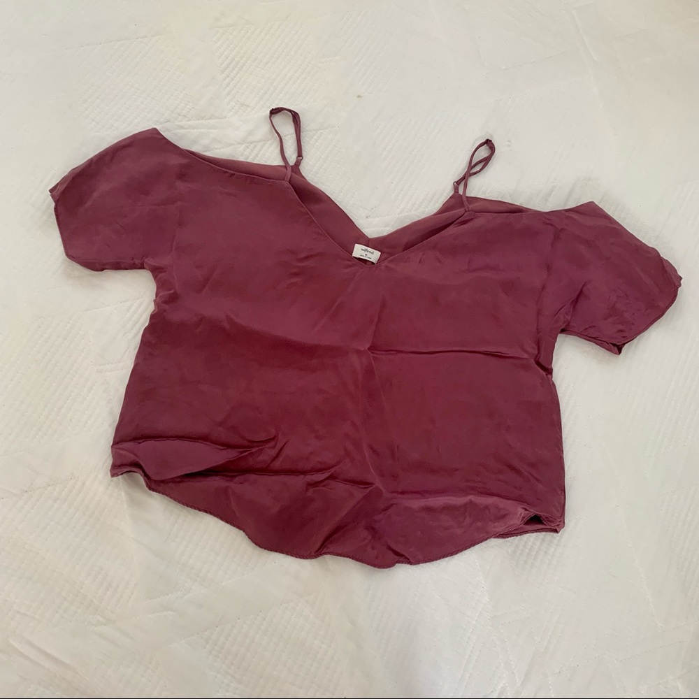 Wilfred maroon shoulder-less blouse